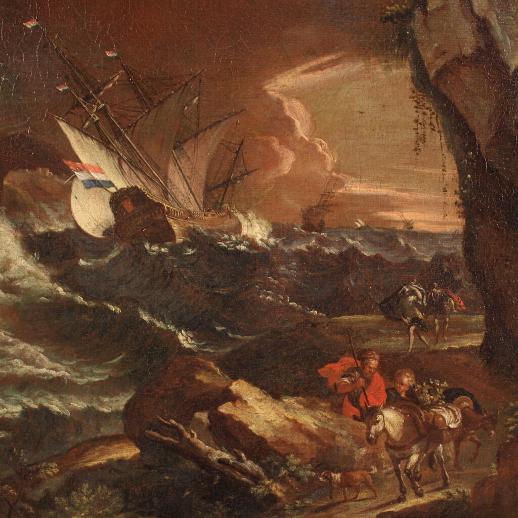 Antique 17th century Flemish seascape