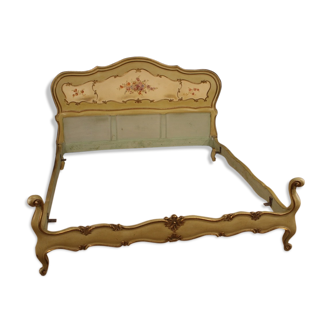 Venetian lacquered, gilded and painted double bed