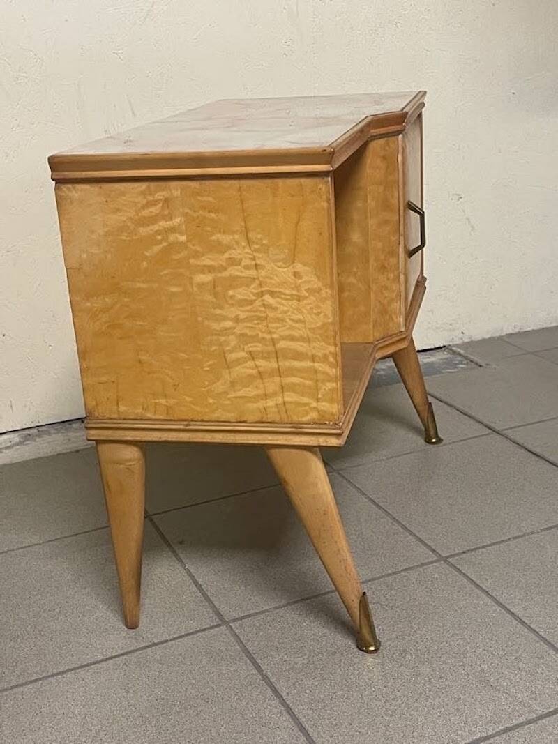 Pair of Maple and Glass Nightstands, Italy, 1950