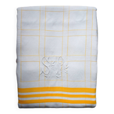 Checked & monogram half-linen tablecloth