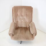Midcentury swivel leather armchair, peem, finland, 1970s