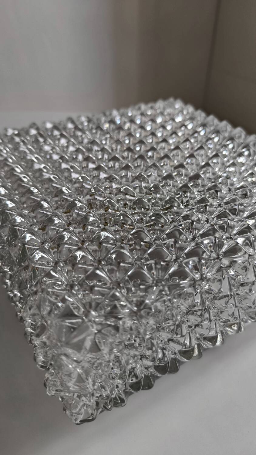Plafonnier en verre ciselé des années 60