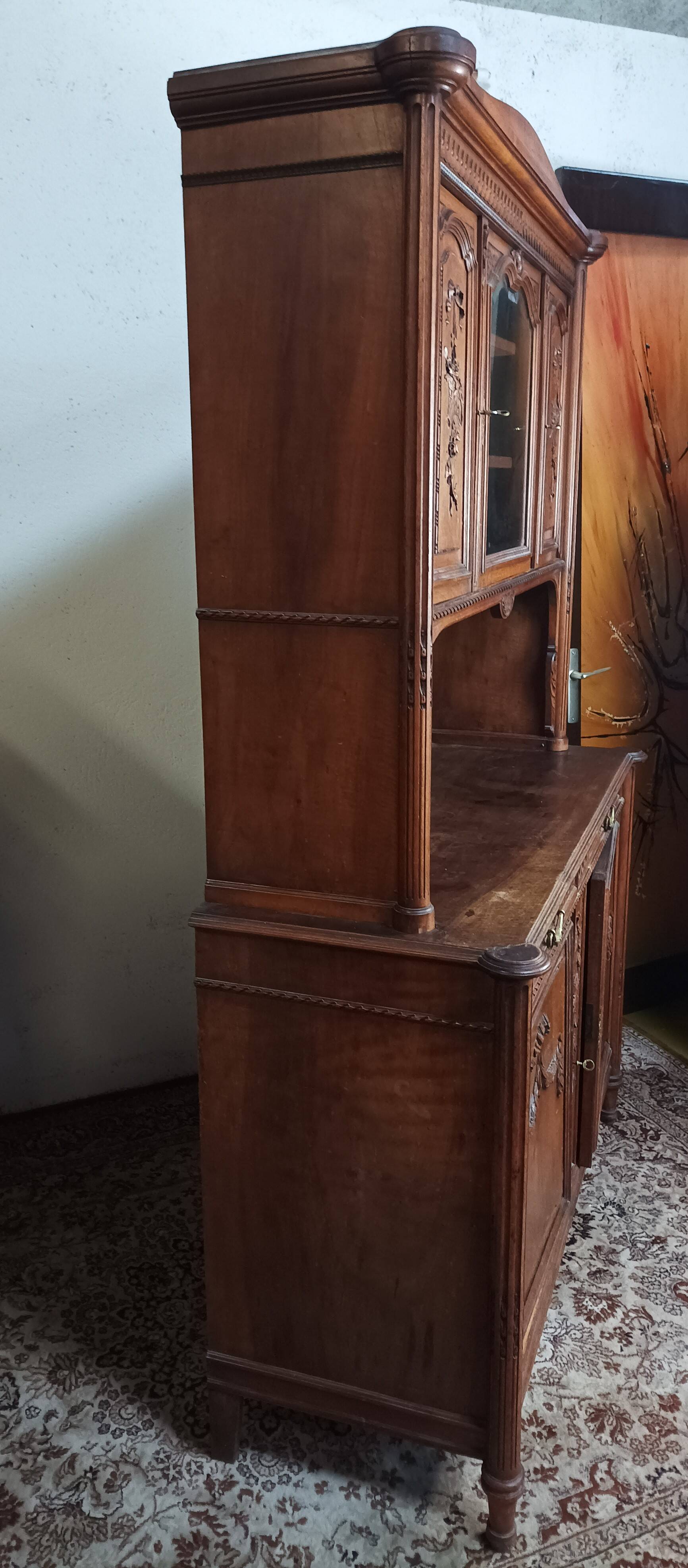 Louis XVI two-body sideboard stamped in walnut