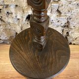 Side table floor lamp in Basque turned wood 50