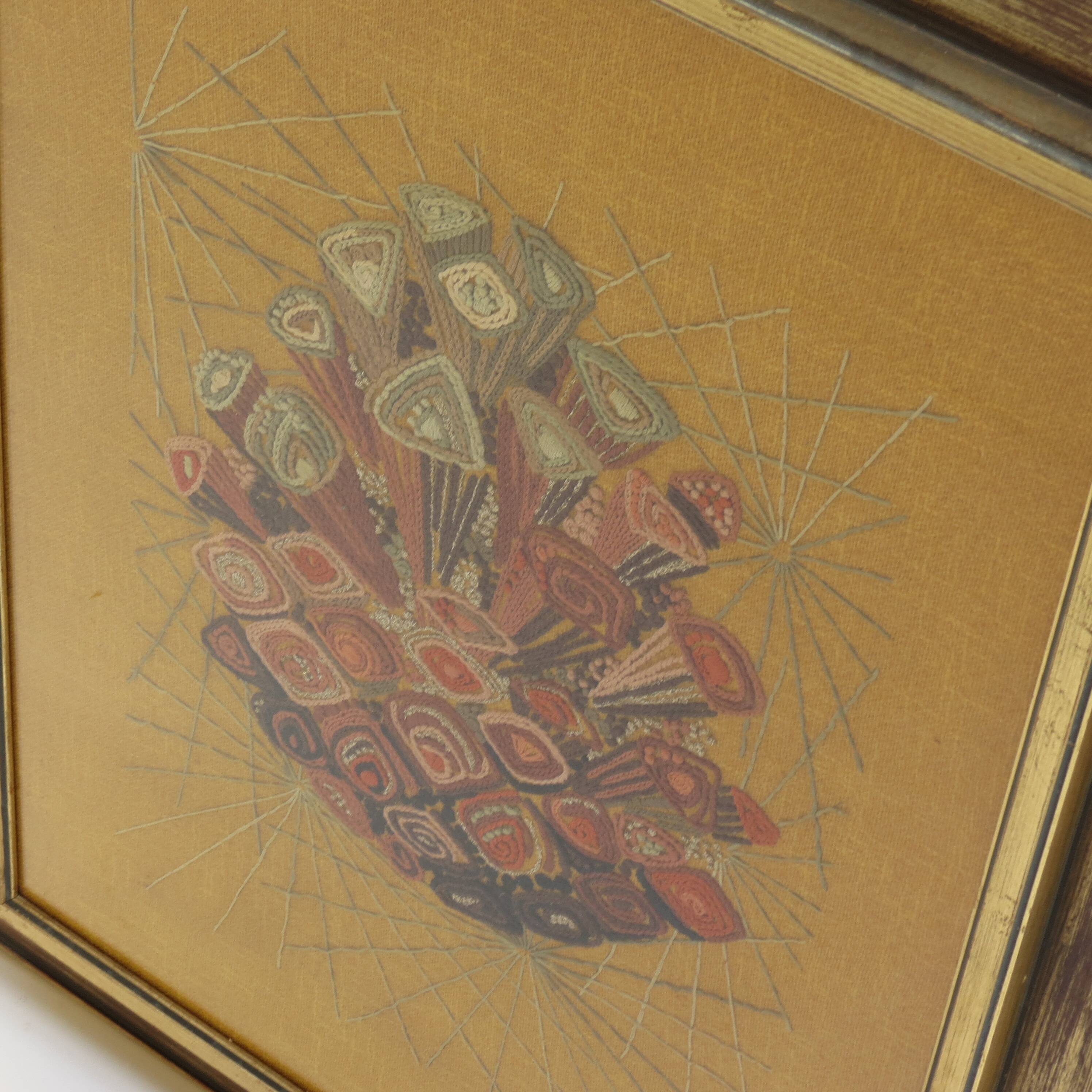 Scandinavian Swedish 1960s Wall Hanging Crewel Picture Wall Art