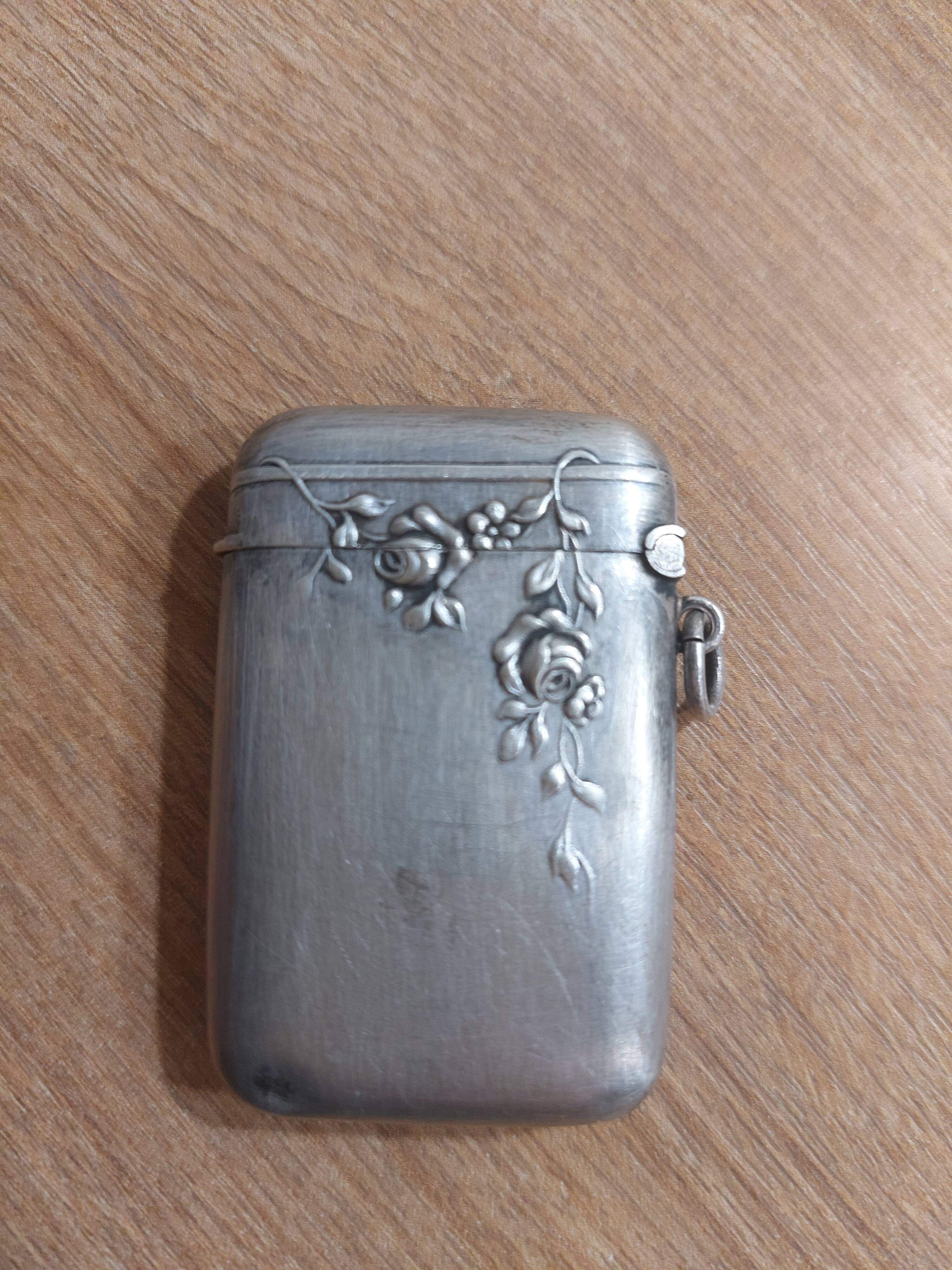 Antique match holder with striker in silver