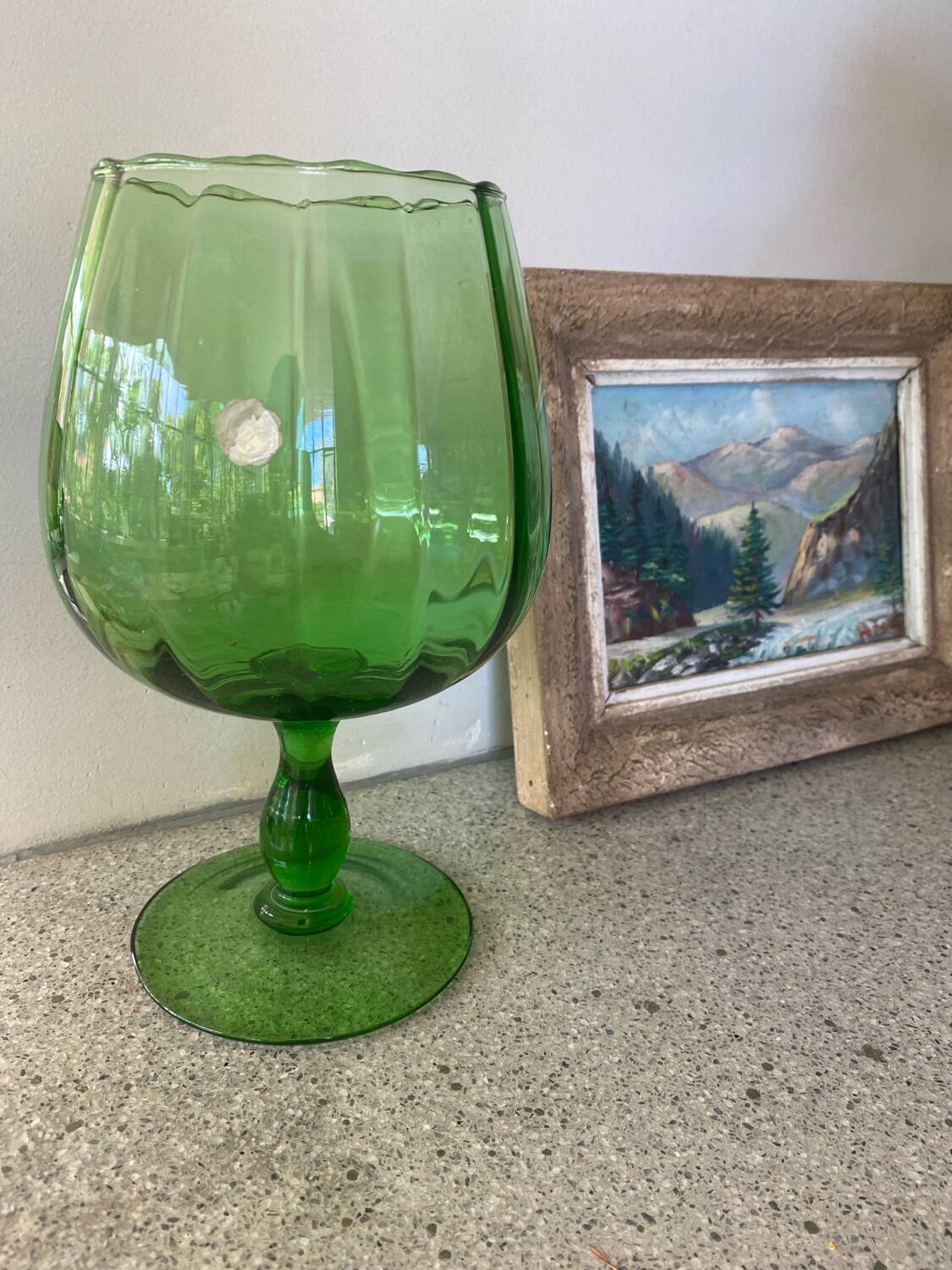 Green blown glass vase