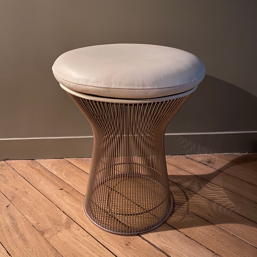 Warren Platner Stool for Knoll in White Leather