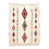 Moroccan Berber rug Azilal, ecru with colorful patterns, 2.10x1.54m