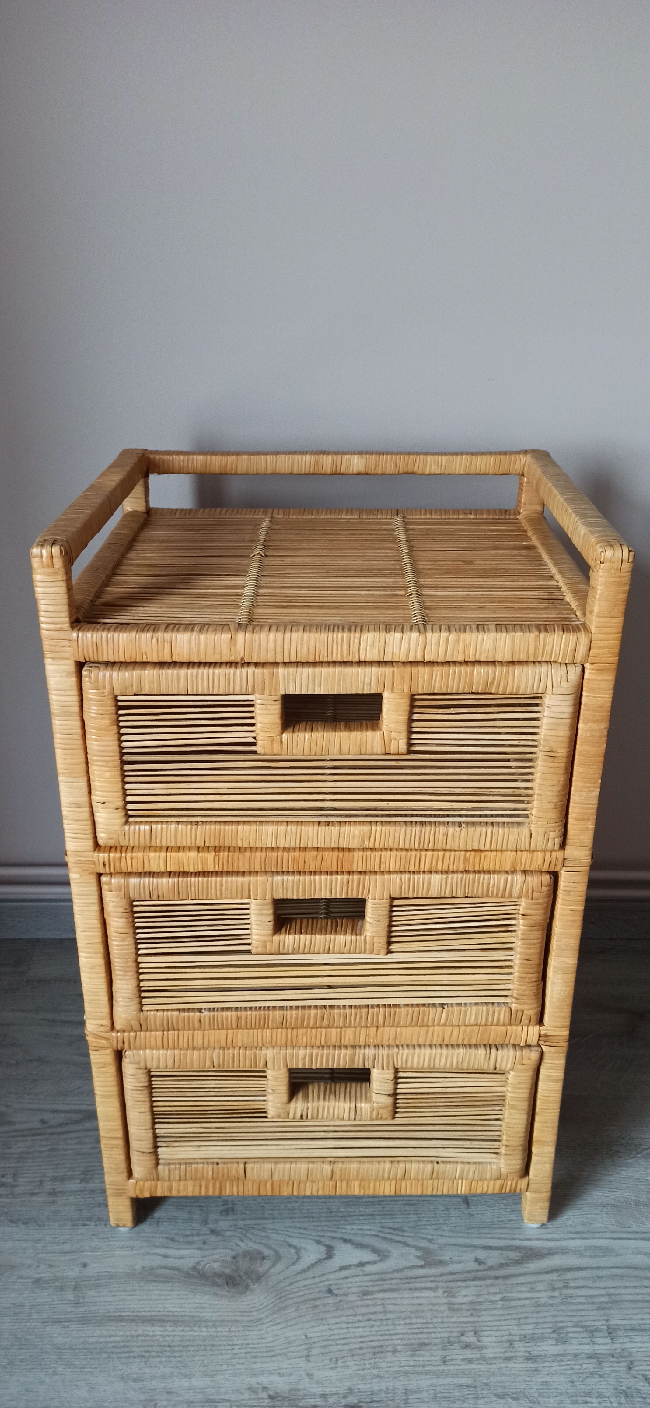 Extra cabinet 3 wicker rattan drawers