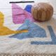 Handmade Beni Ourain Berber rug with colourful patterns 1.4/2.6 m