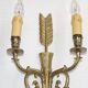 Vintage French Empire Arrow & Quiver Eagle Head Bronze Double Wall Sconces