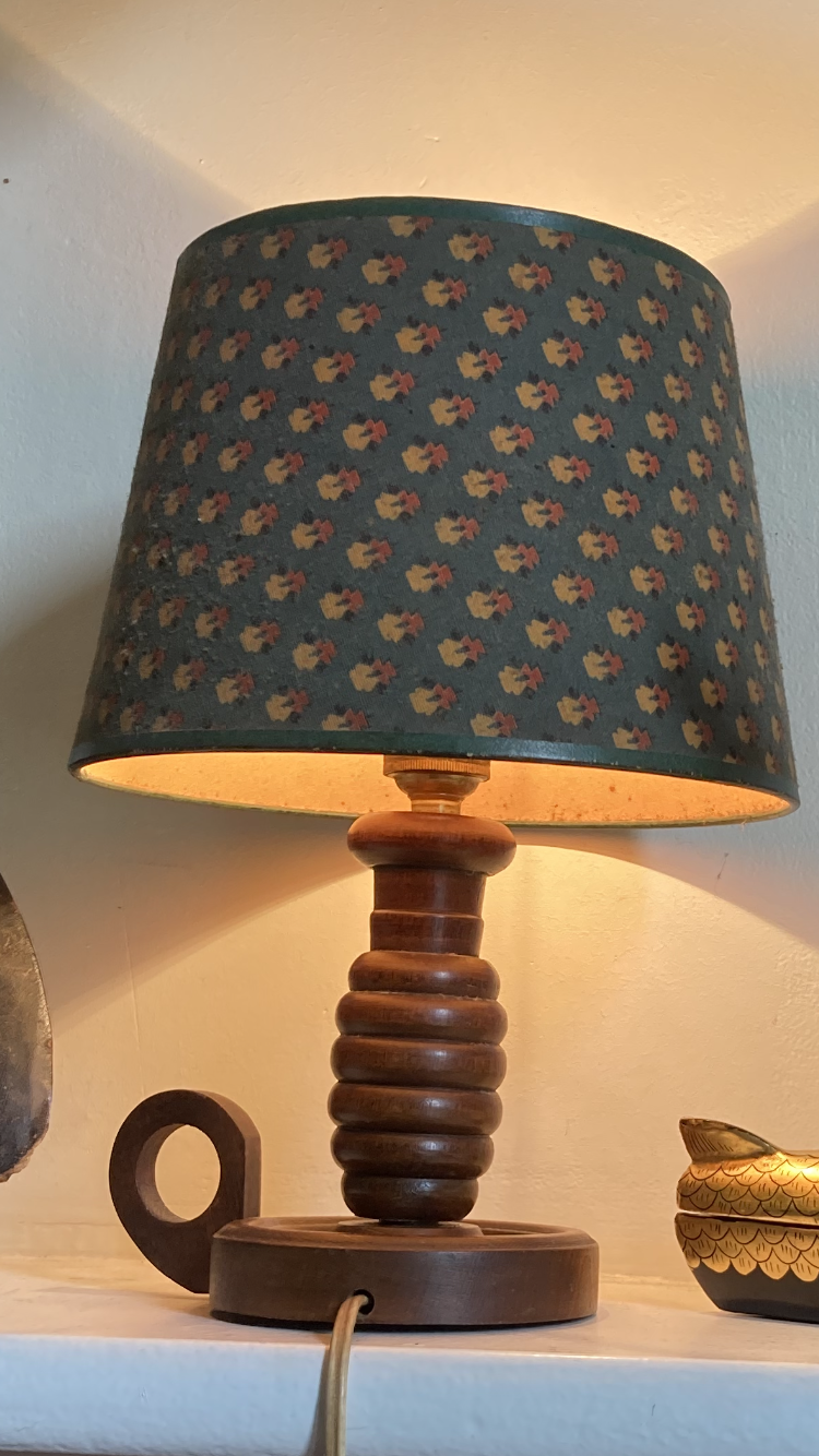 Old turned wooden bedside lamp 1940