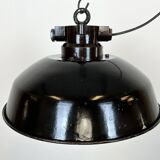 Industrial black enamel factory pendant lamp, 1950s
