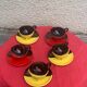 5 cups and 5 saucers signed Luc vallauris vintage