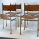 Set of 4 Brass and Leather Chairs by Luciano Frigerio, Italy, 1970s