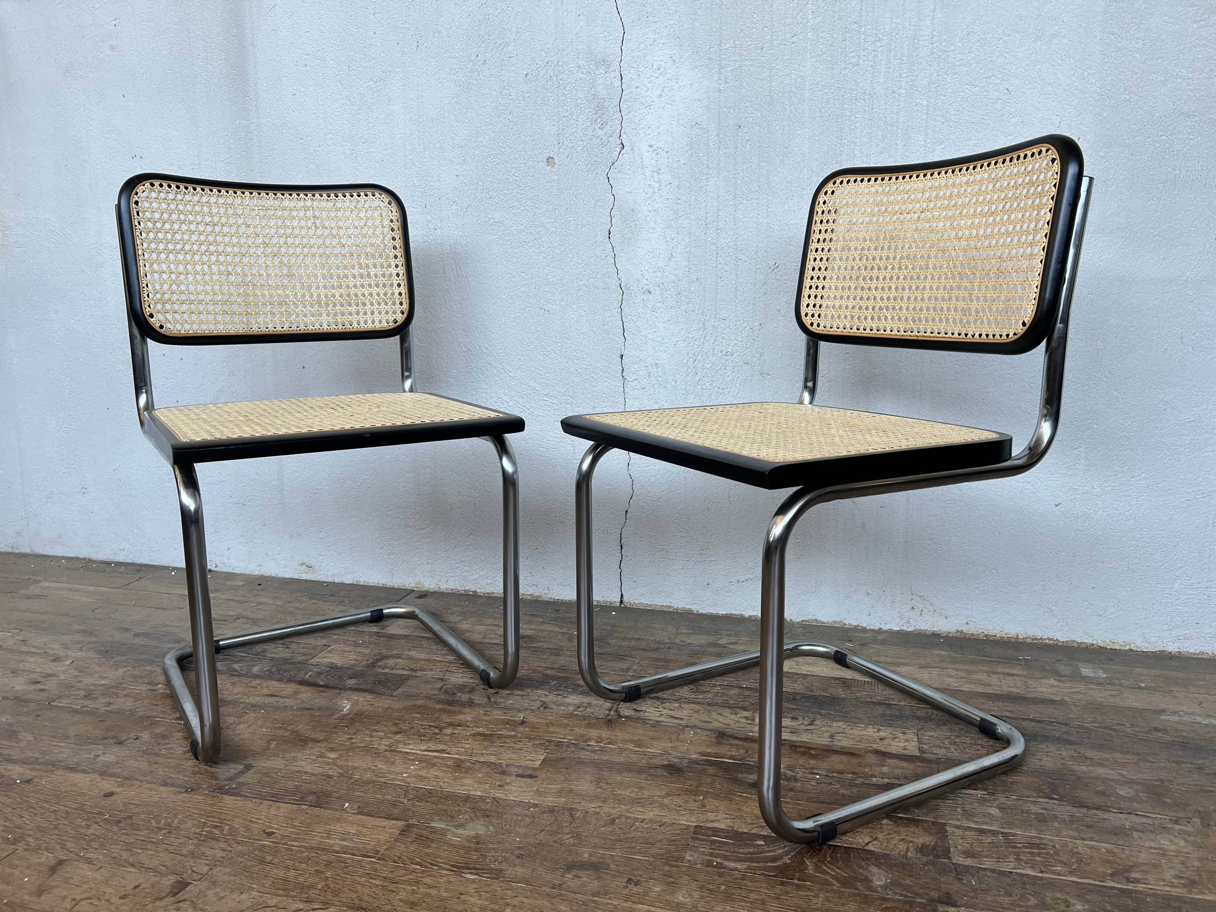 Pair of chairs B32 Marcel Breuer Bauhaus design made in Italy