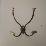 Wall-mounted wall-mounted coat rack in solid brass 50s/60s