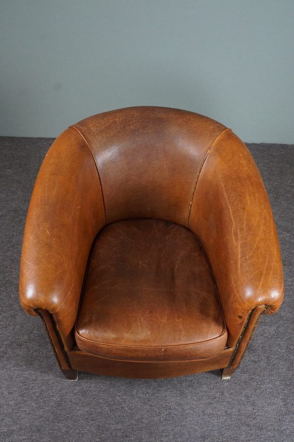 Fauteuil club en cuir de mouton robuste