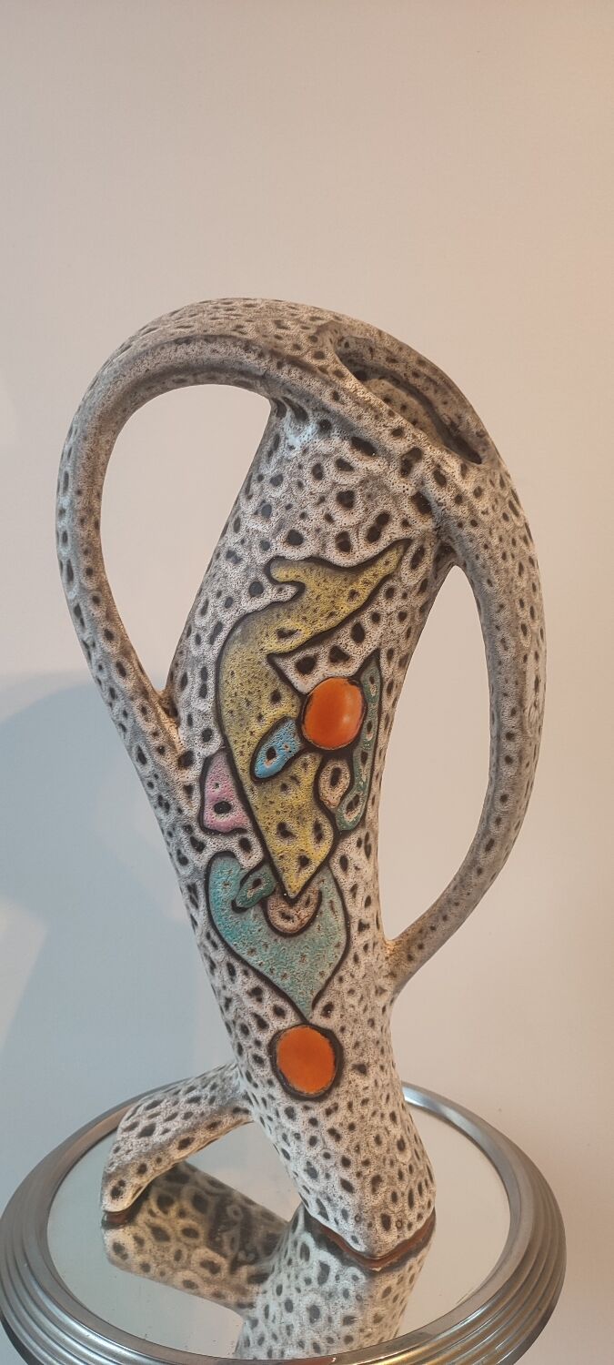 Sculptural ceramic vase (43 cm) marius bessone vallauris (1955-19