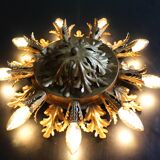 Set of 2 Large Florentine Chandelier Ceiling Lamps  by Banci Firenze Italy Regency Hollywood Style