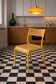 Vintage trio of school chairs – Coloured metal structure in yellow & blue
