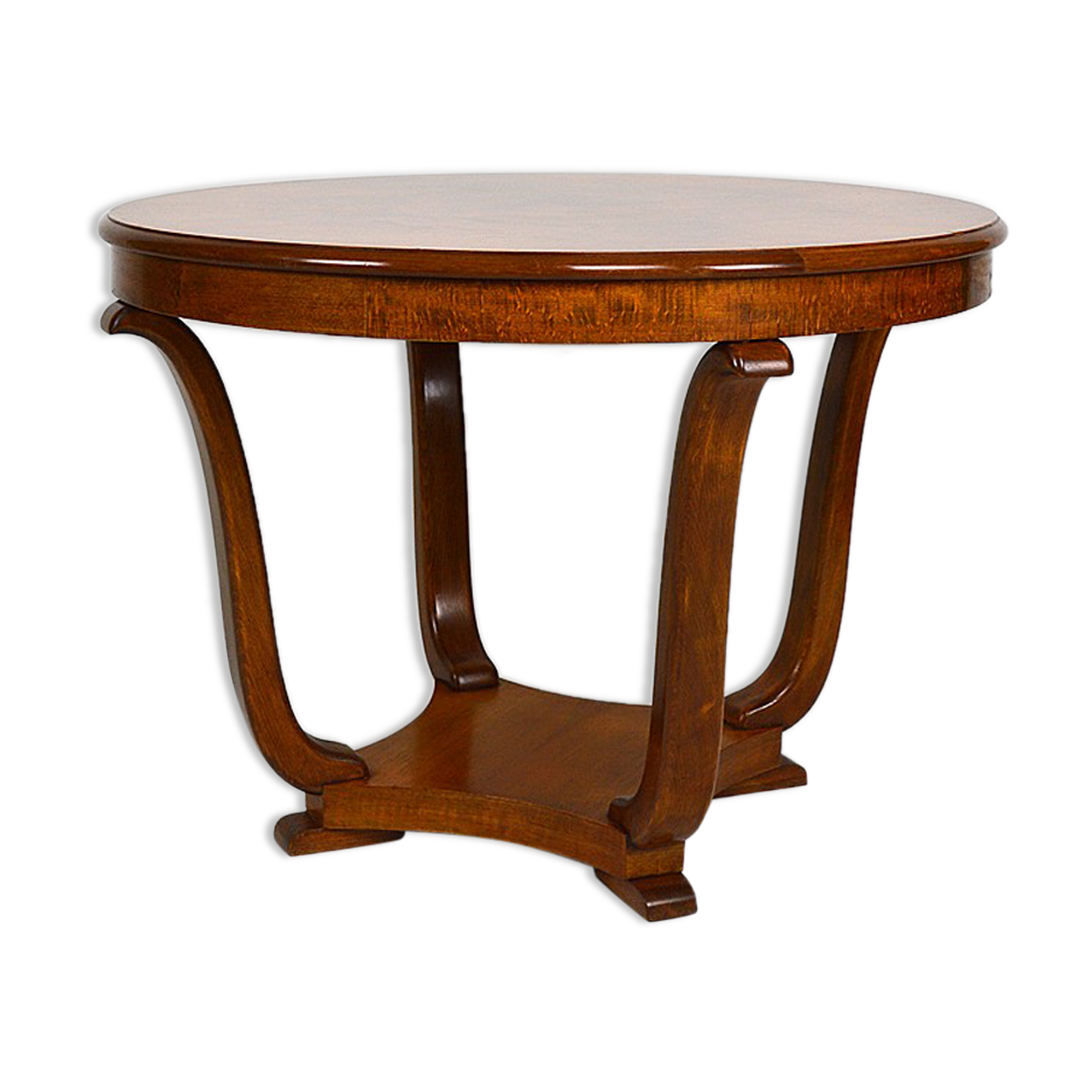 Round Art Deco pedestal table in walnut veneer circa 1930
