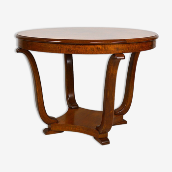 Art Deco round pedestal table in walnut veneer, circa 1930