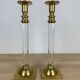 Paire de bougeoirs plexiglas et laiton Estrid Ericson, vintage