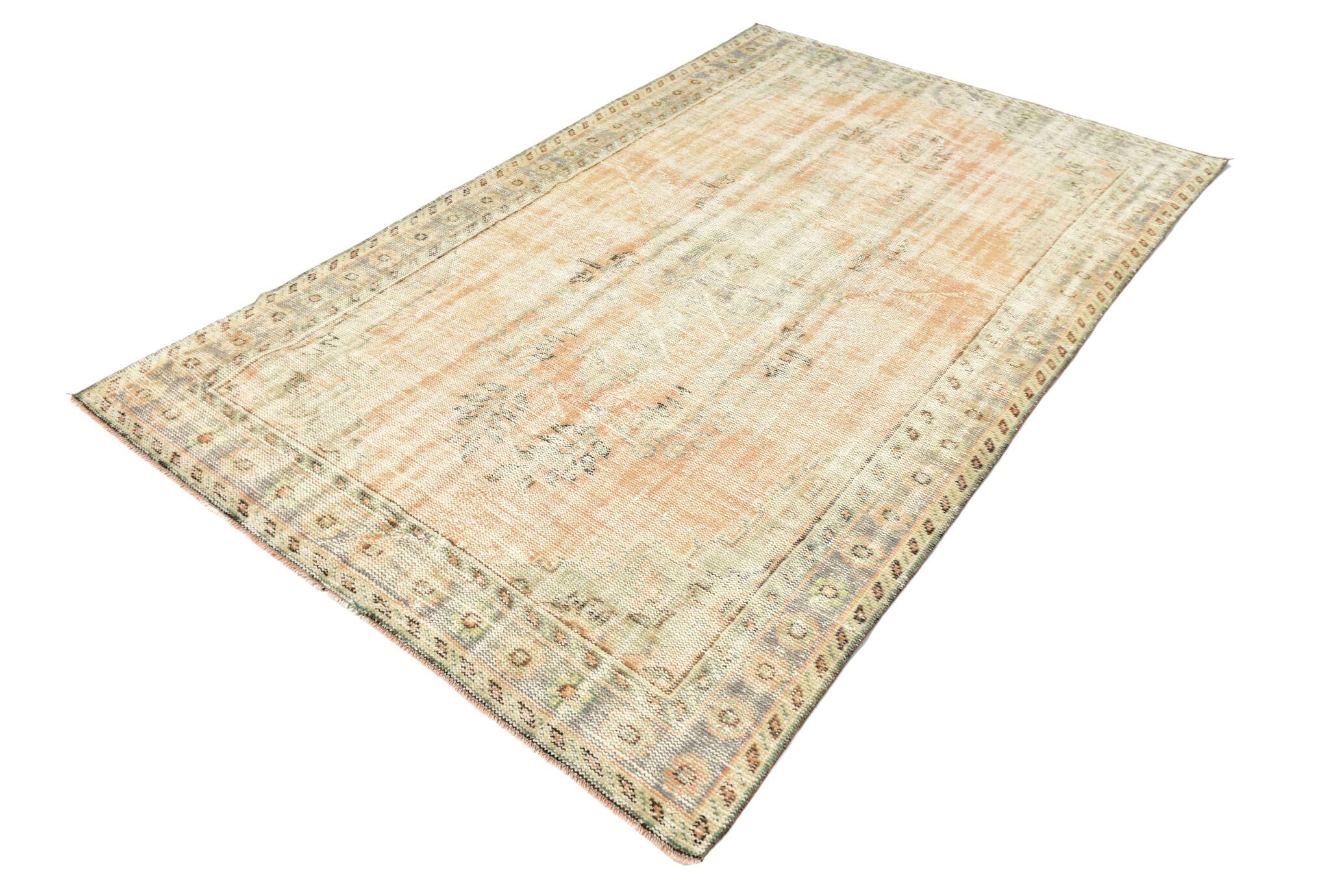 5x9 Vintage Oriental & Bordered Pattern Orange Turkish Rug, 170x274Cm