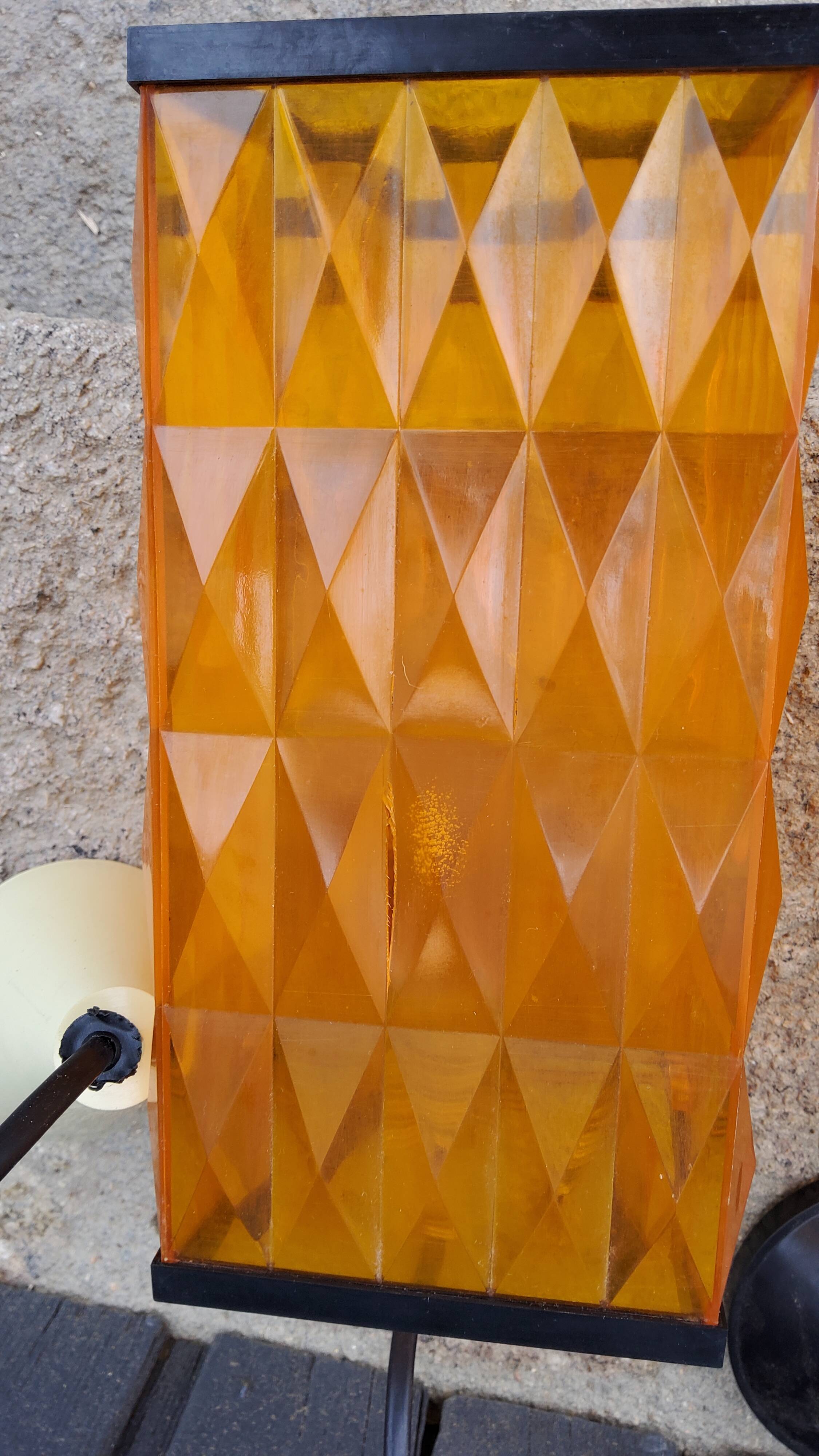 Set of 3 suspensions from the 70s in orange plastic diamond tips