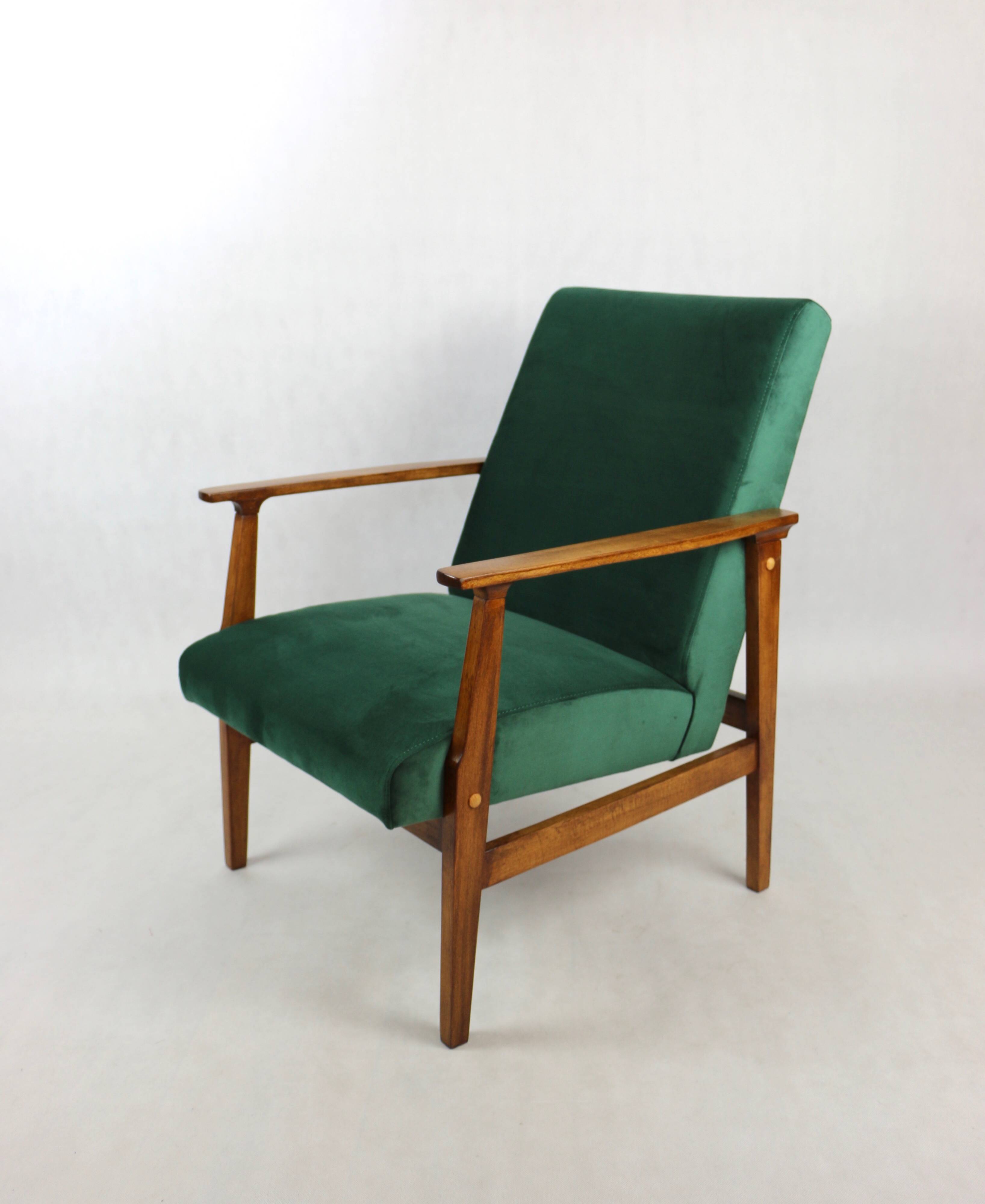 Chaise longue vintage en velours vert, années 1970