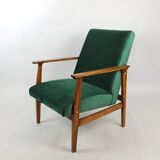 Chaise longue vintage en velours vert, années 1970