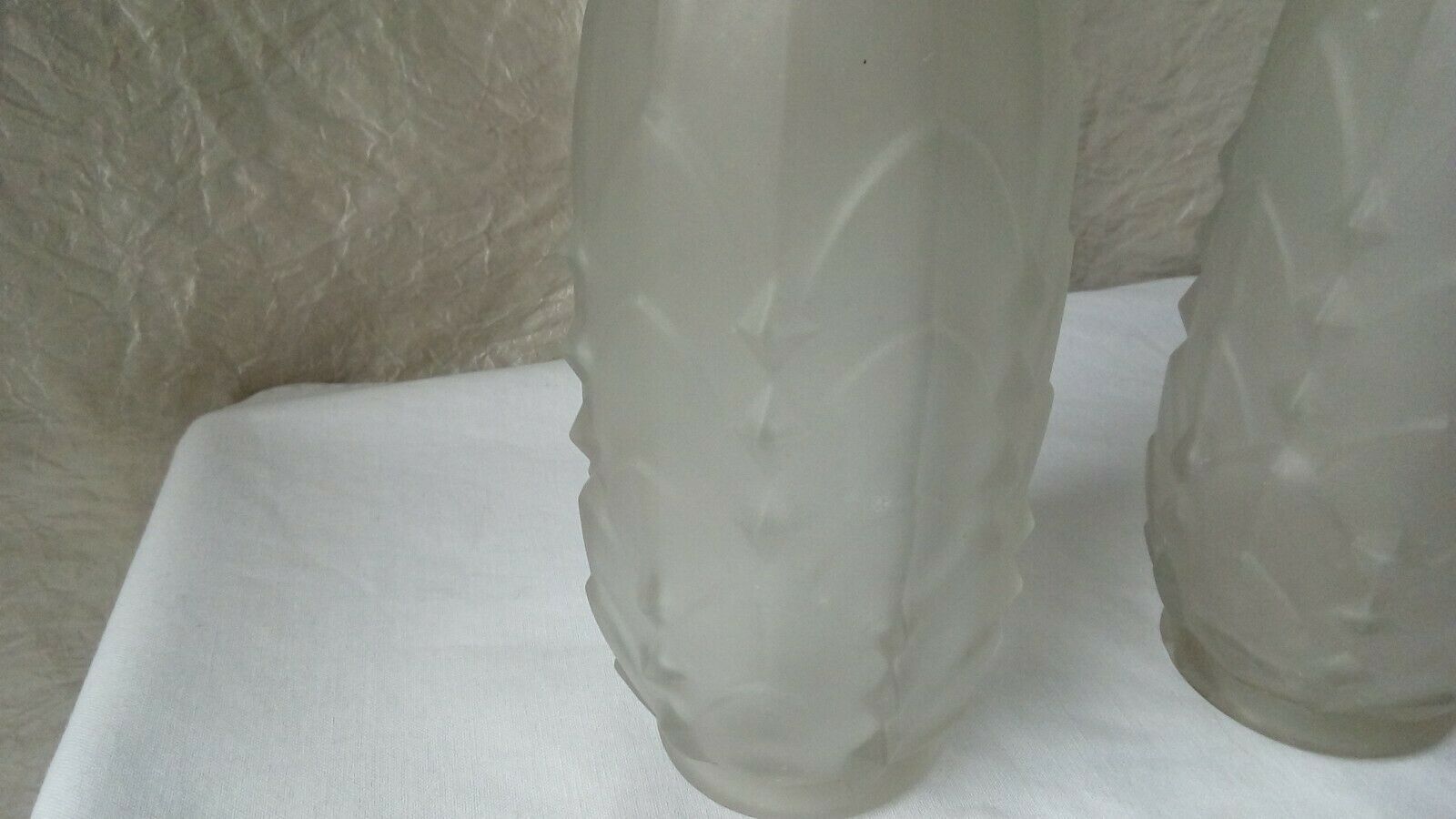 Pair of glass vases frost compress epoque art deco