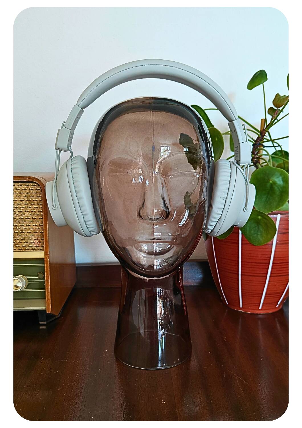 Tête de mannequin en verre fumé vintage