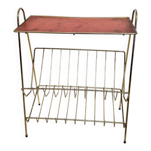 Table porte-vinyles dorée