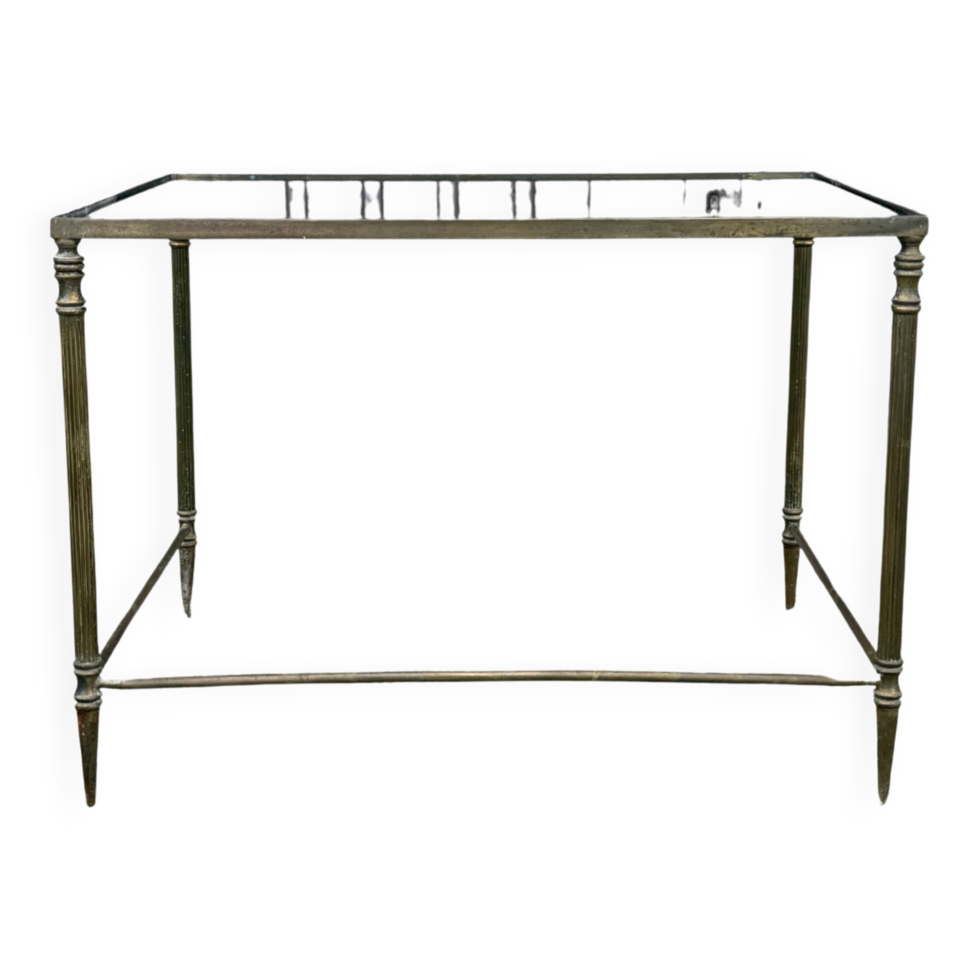 Side table in brass and smoked glass
