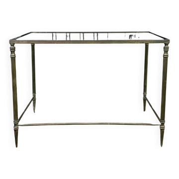 Side table in brass and smoked glass