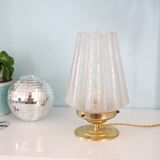 Table lamp, open corolla globe, vintage