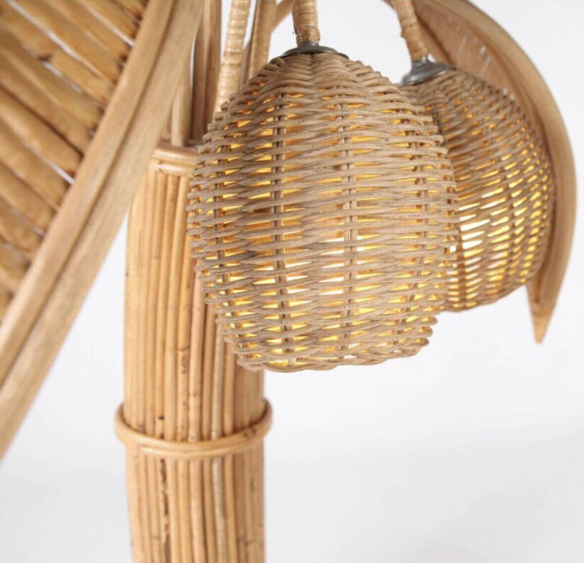 "Rattan 'coconut tree' lamp"