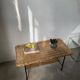Table basse osier tressé et métal 1960