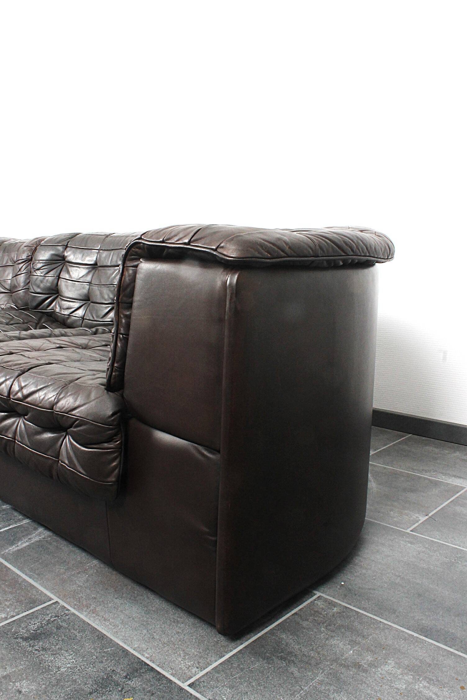 Canapé trois places De Sede DS-11 en cuir marron chocolat