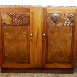 Sideboard art deco 1930 walnut floral pattern