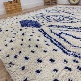 Vintage Azilal rug 290x196 cm - Blue geometric patterns