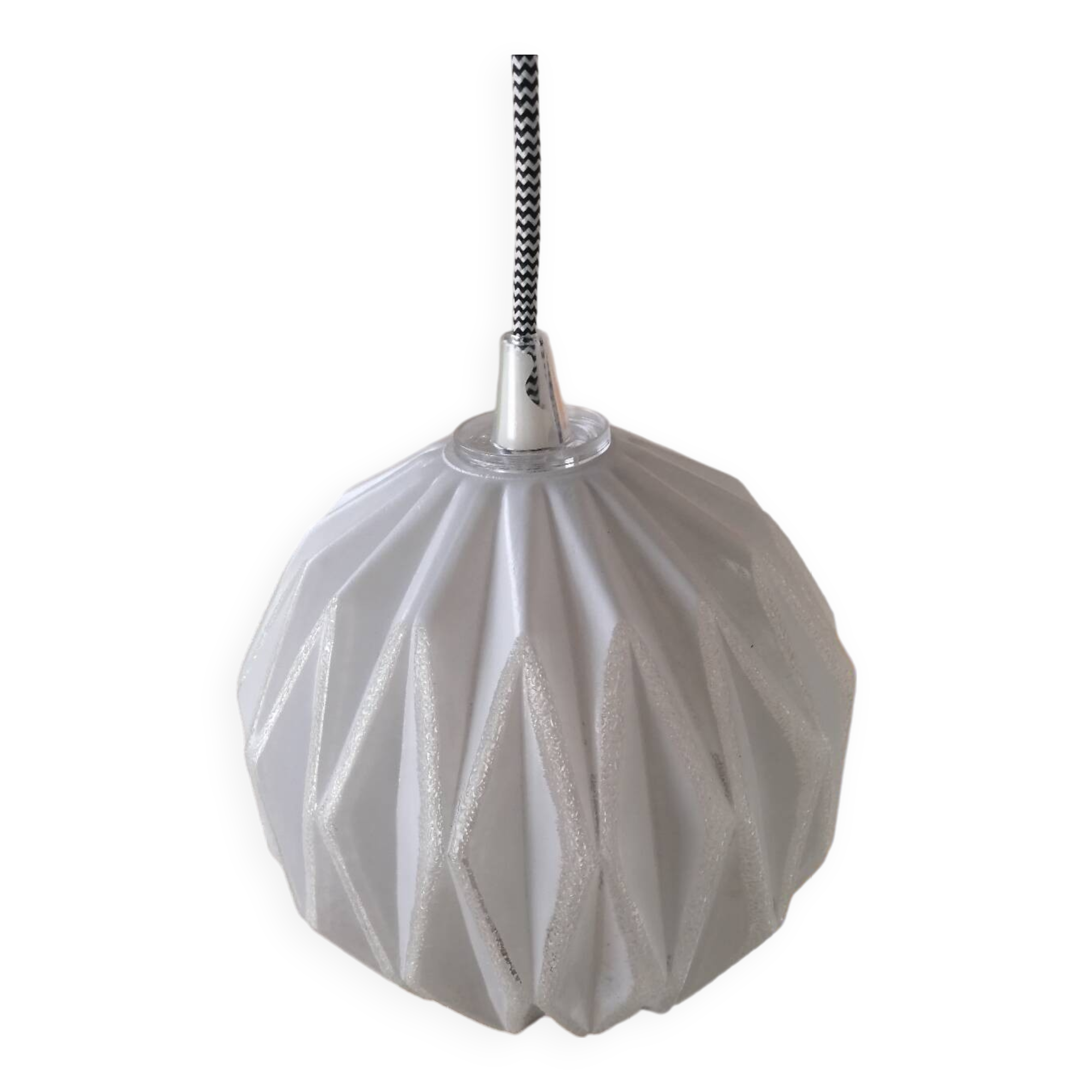 Vintage origami glass globe pendant light