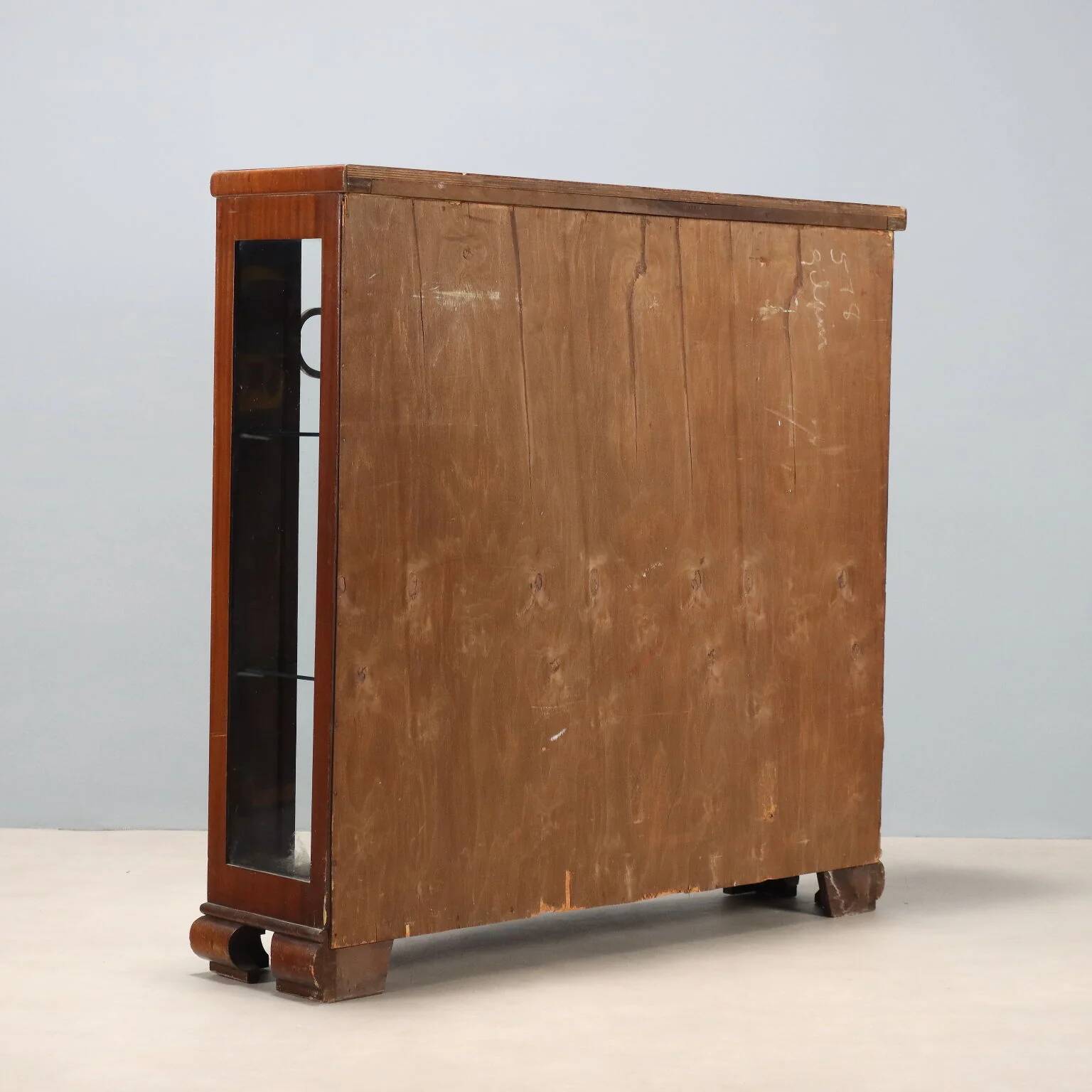 Antique Art Deco display cabinet in mahogany veneer, Italy, 20th century