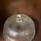 Cheese cover cake dish glass molded with relief flower decor