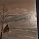 Painting painting oil on panel landscape mountain snow