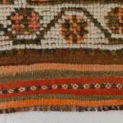 Brick Red Geometric Style Turkish Oushak Runner Rug, 90x340 Cm