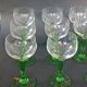 12 green footed wine glasses in opaline blown crystal 1900